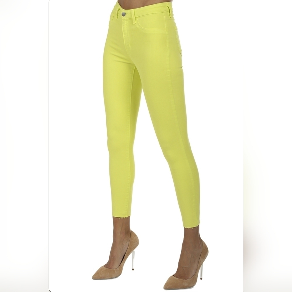 L'Agence NWT Pop Yellow High Rise Margot Skinny Fit Denim Jeans Women's